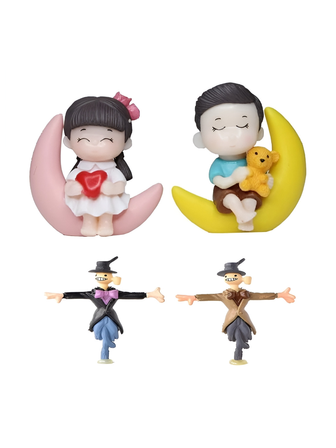 Sigaram White 2 Pieces Babys Sit on Moon Figurine Showpieces