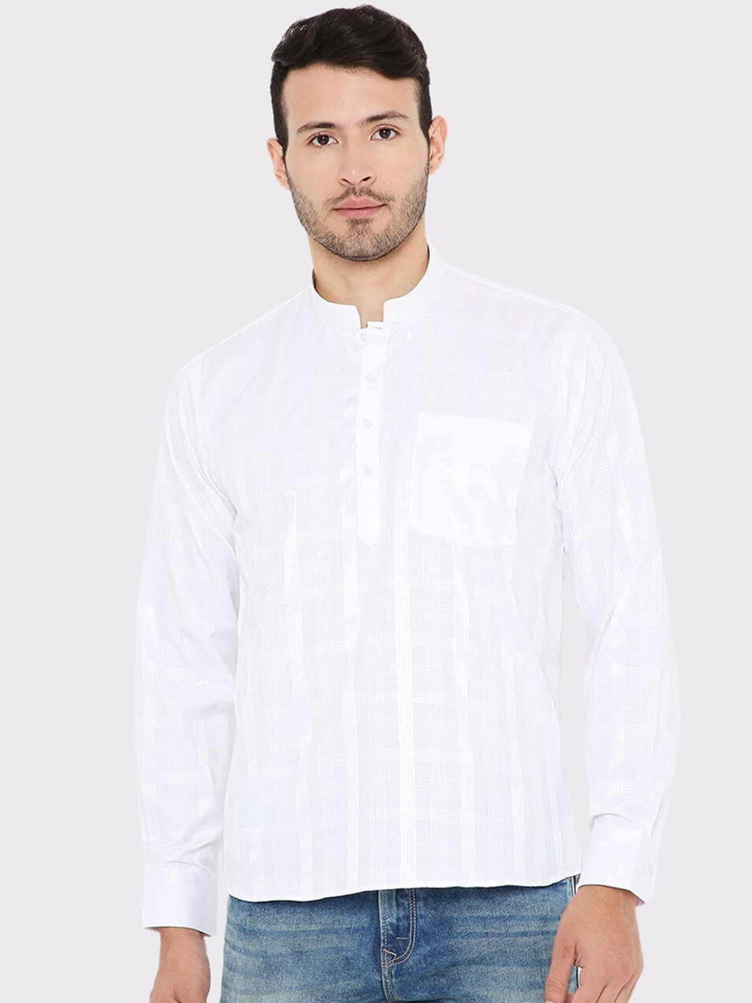 Maharaja Checked Linen Short Kurta