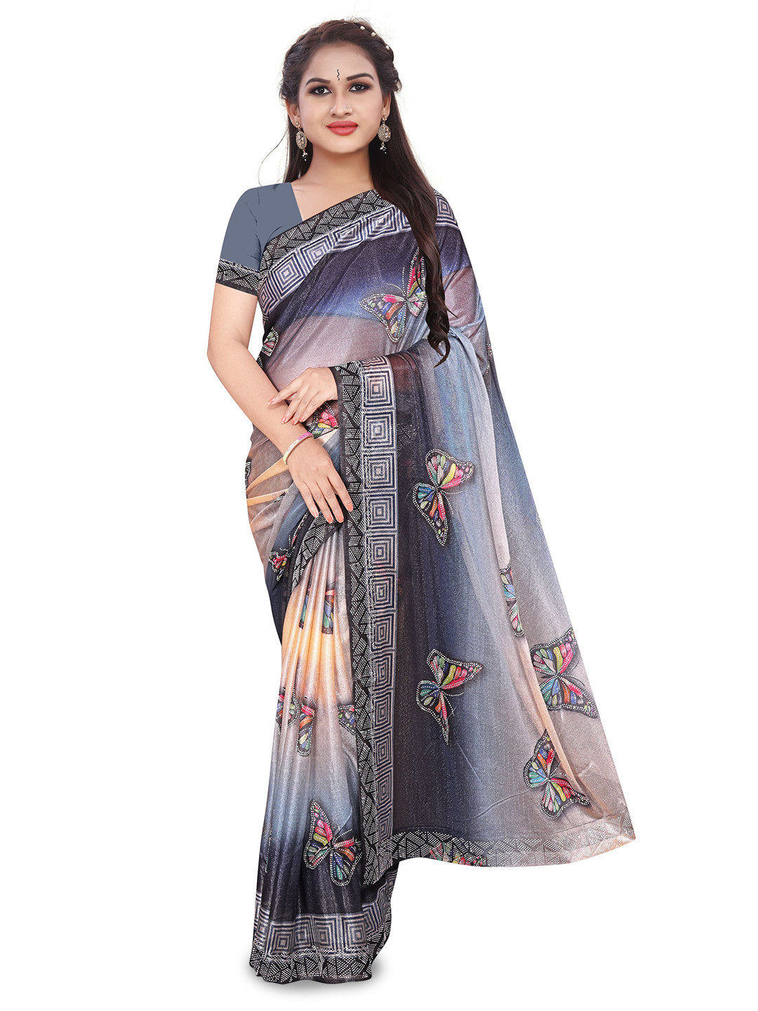 AVIMOZ Abstract Embellished Saree
