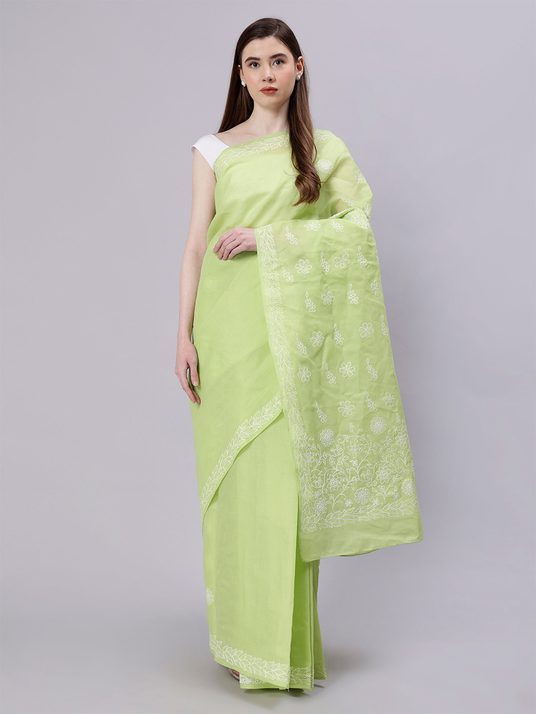 Seva Chikan Ethnic Motifs Chikankari Saree