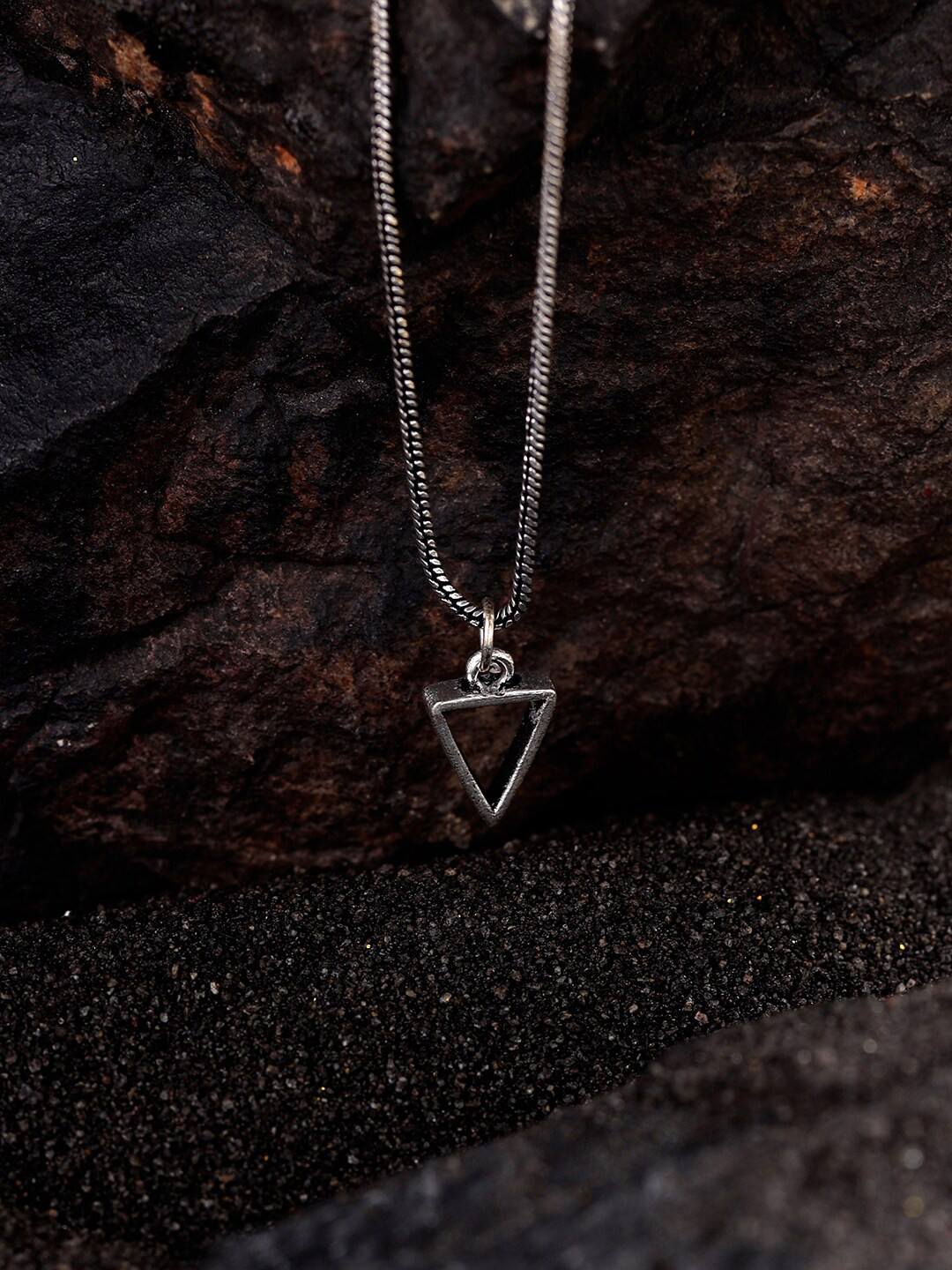 VIRAASI Silver-Plated Triangle Shaped Pendant With Chain