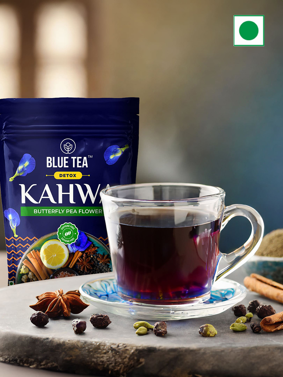 BLUE TEA Butterfly Pea Detox Desi Kahwa Tea Bags- 30 Tea Bags