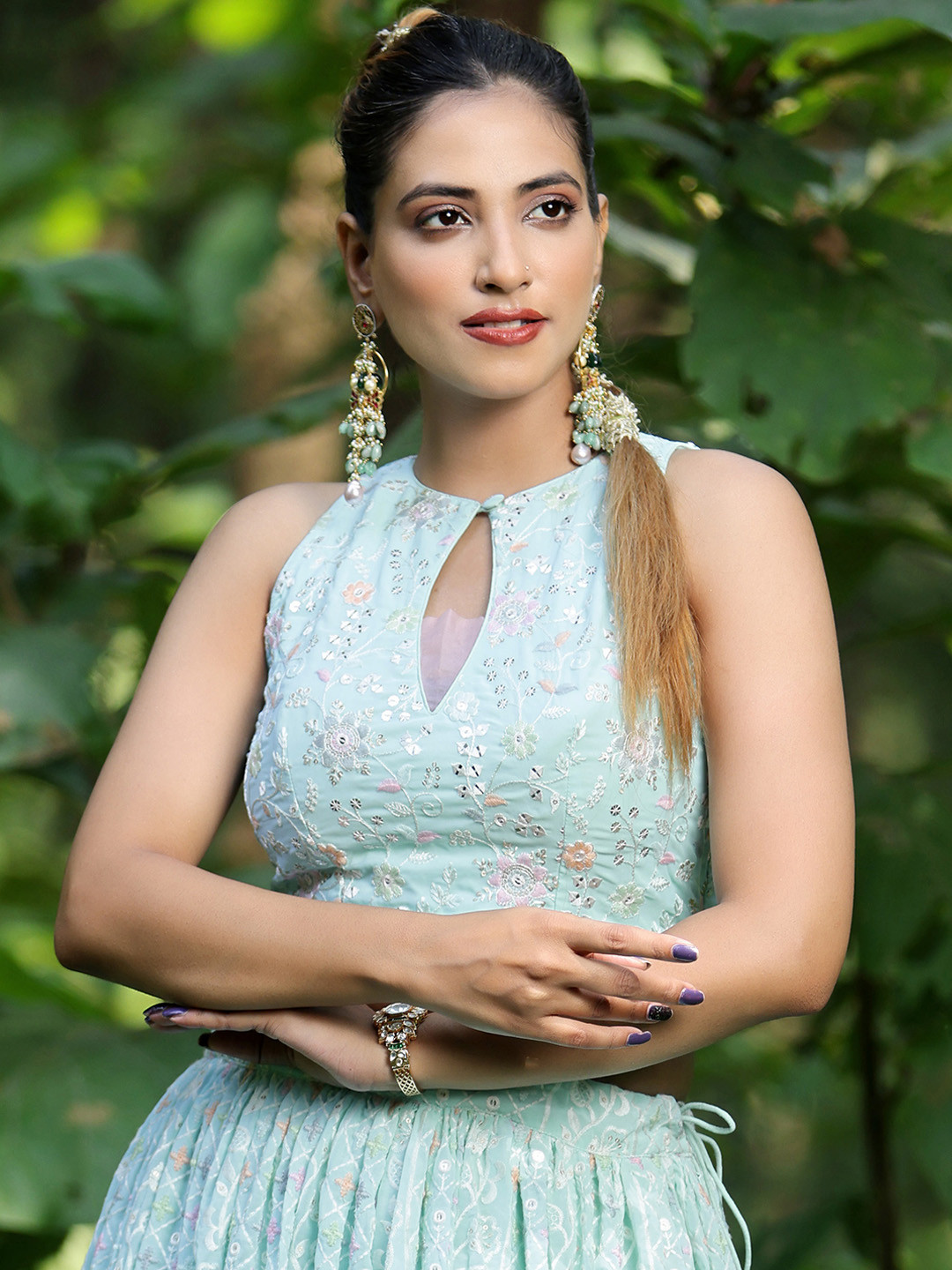 Ethnovog Embroidered Georgette Saree Blouse
