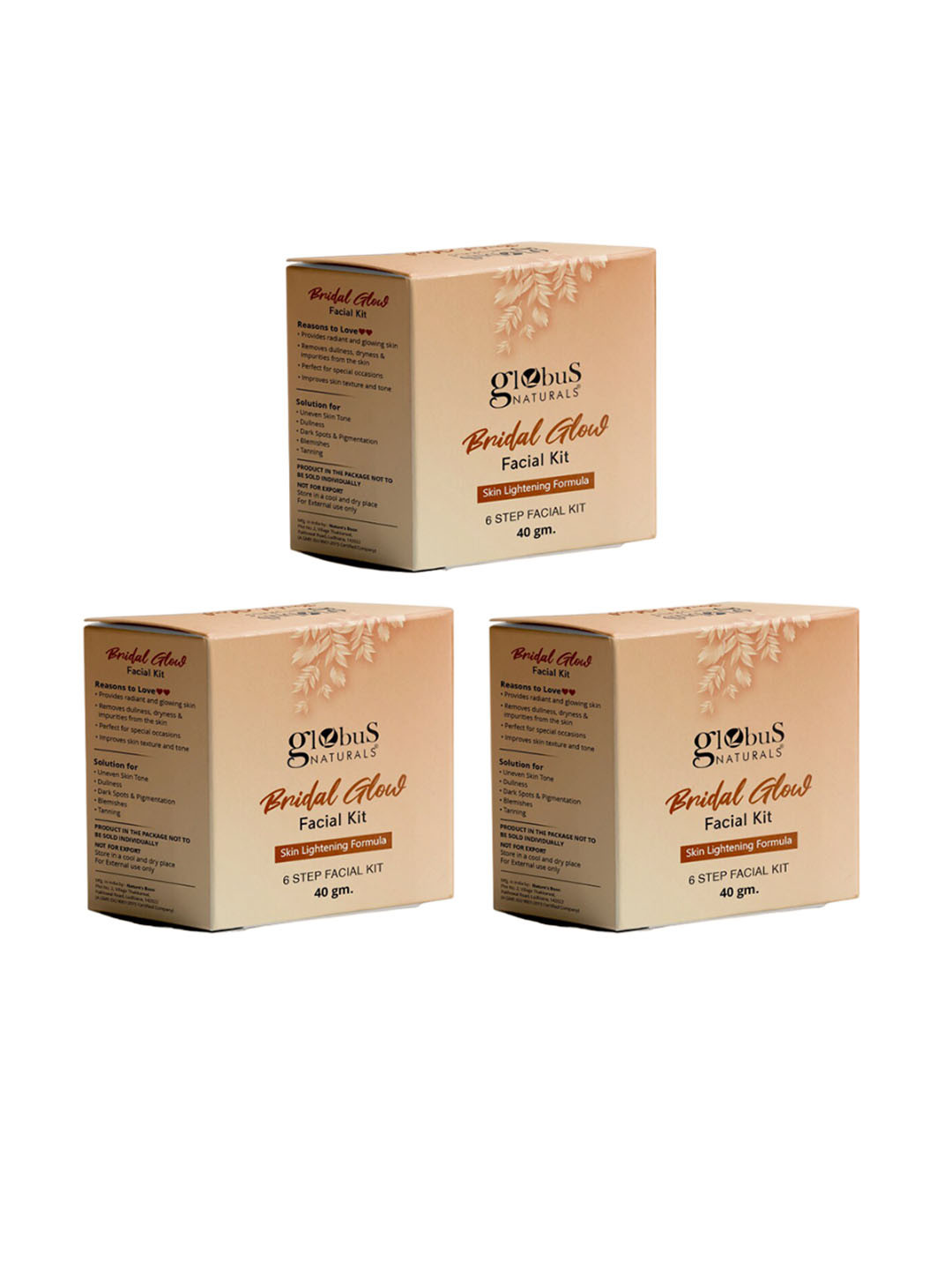 Globus naturals Bright Glow Set Of 3 Illuminating 6 Step Facial Kit - 40g Each