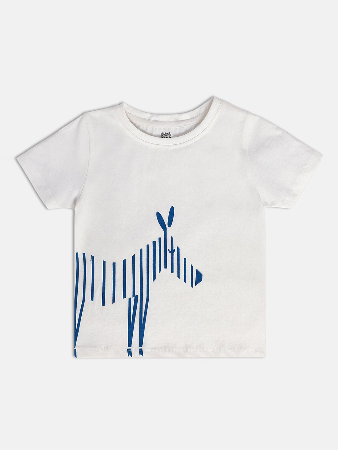 MINI KLUB Round Neck Short Sleeves Graphic Print Cotton Top