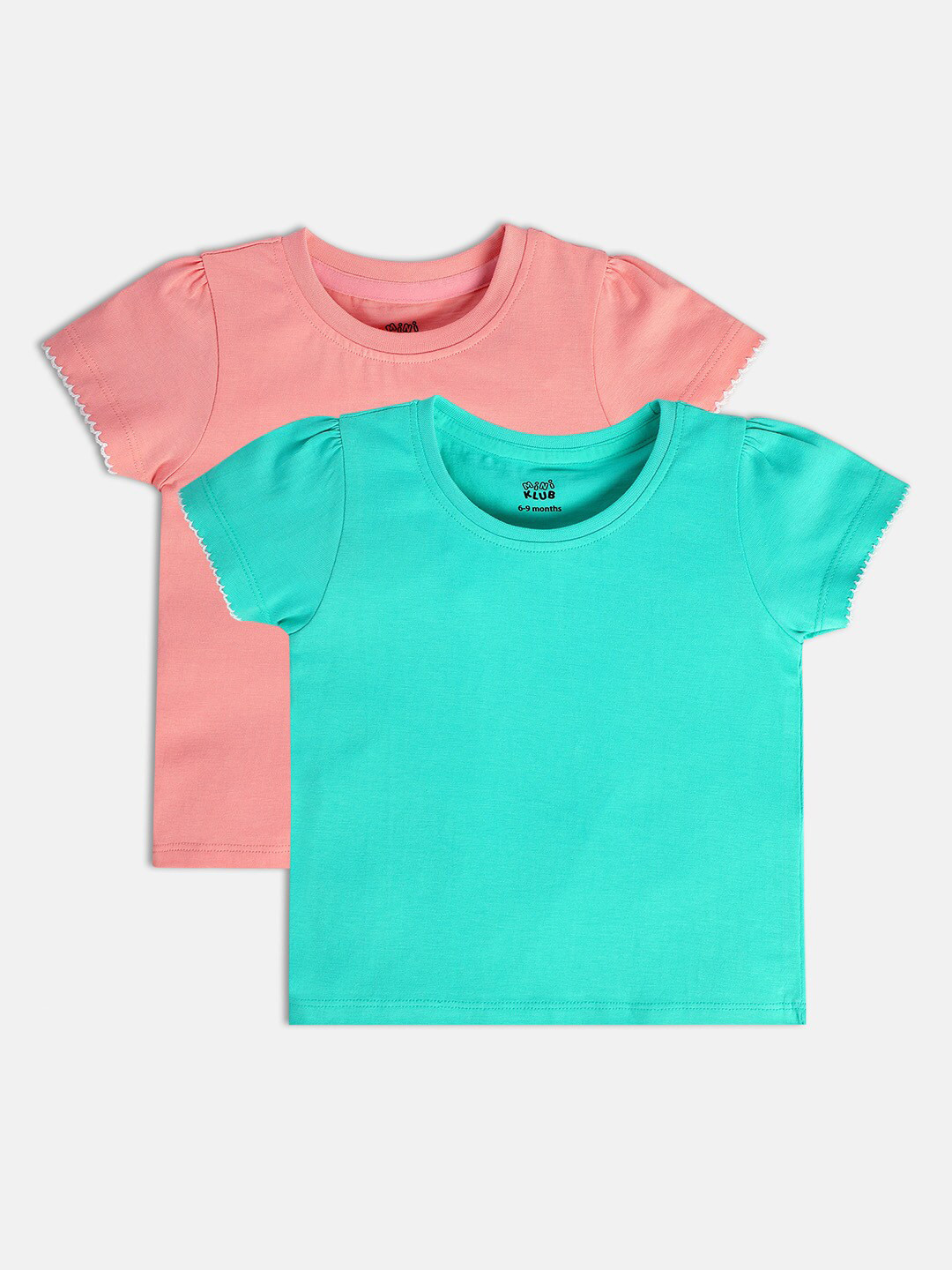 MINI KLUB GIRLS Pack of 2 Peach & Green Cotton Top