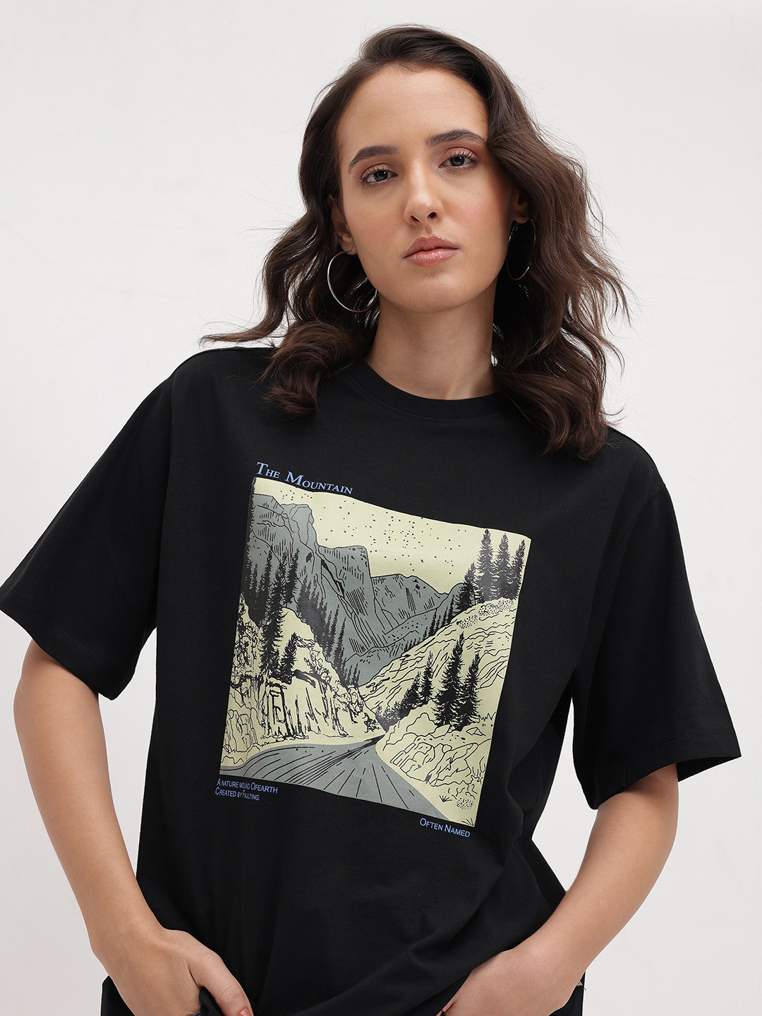 The Roadster Lifestyle Co. Printed Pure Cotton Oversized T-shirt