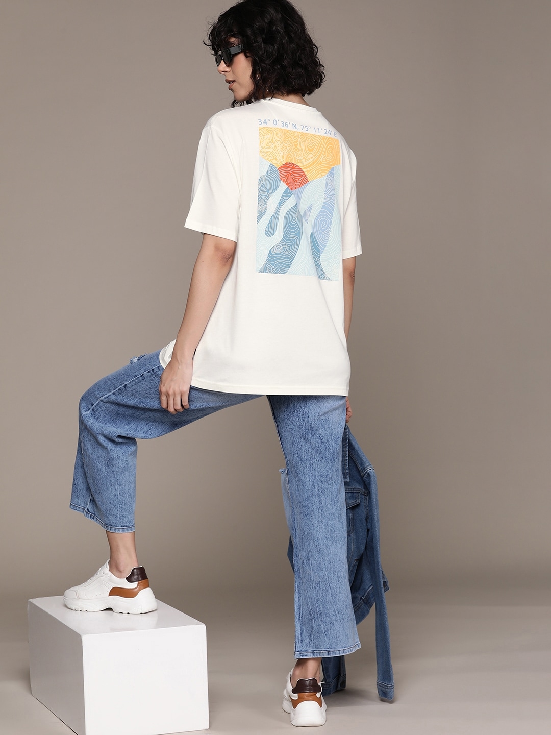 The Roadster Lifestyle Co. Women Printed Pure Cotton Longline T Shirt - Tshirts for Women 27087624 | Myntra