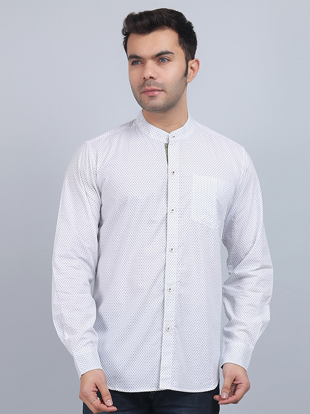 Spring Soul Micro Ditsy Printed Cotton Straight Regular Fit Opaque Casual Shirt