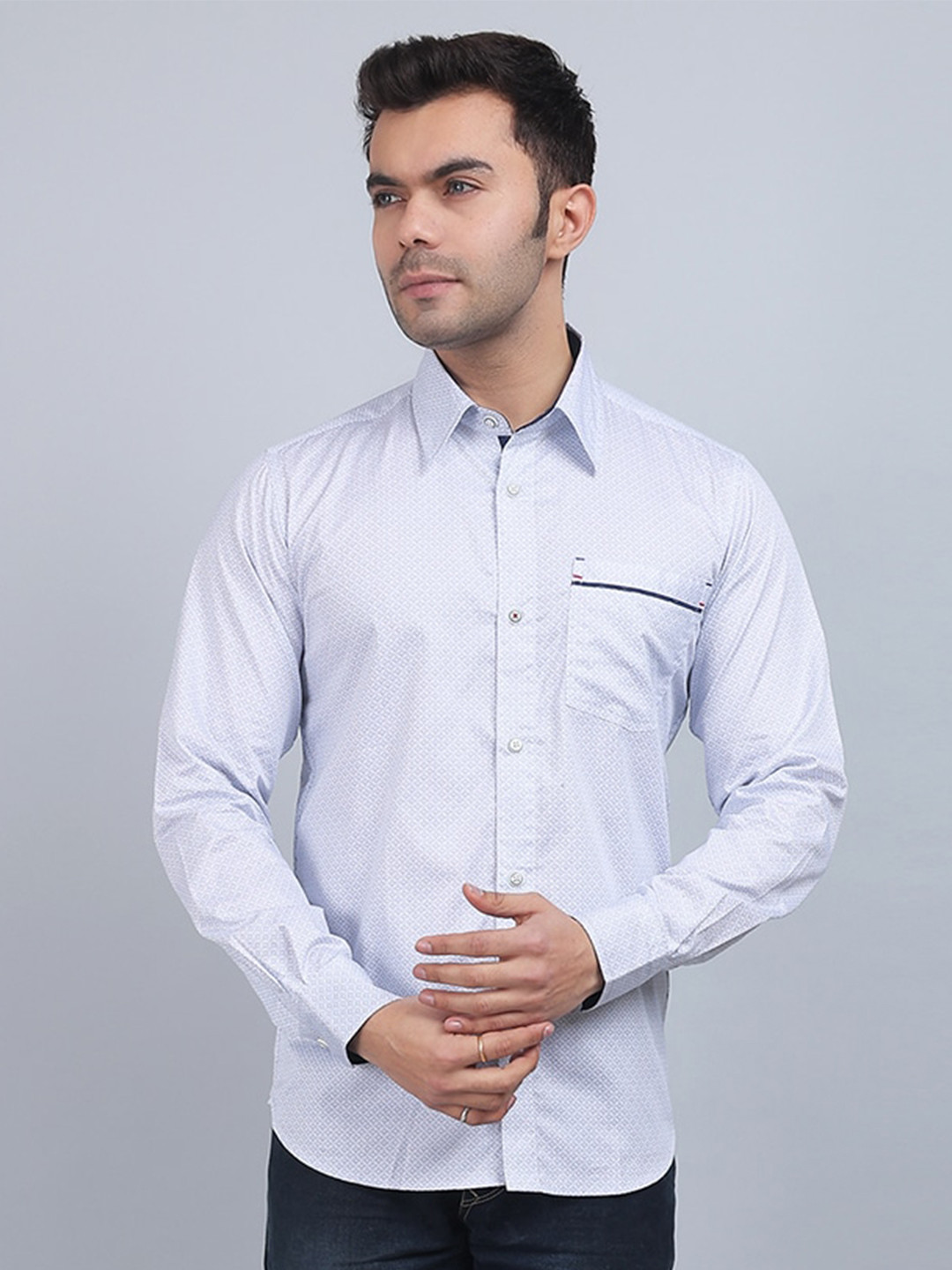 Spring Soul Micro Ditsy Printed Cotton Straight Regular Fit Opaque Casual Shirt