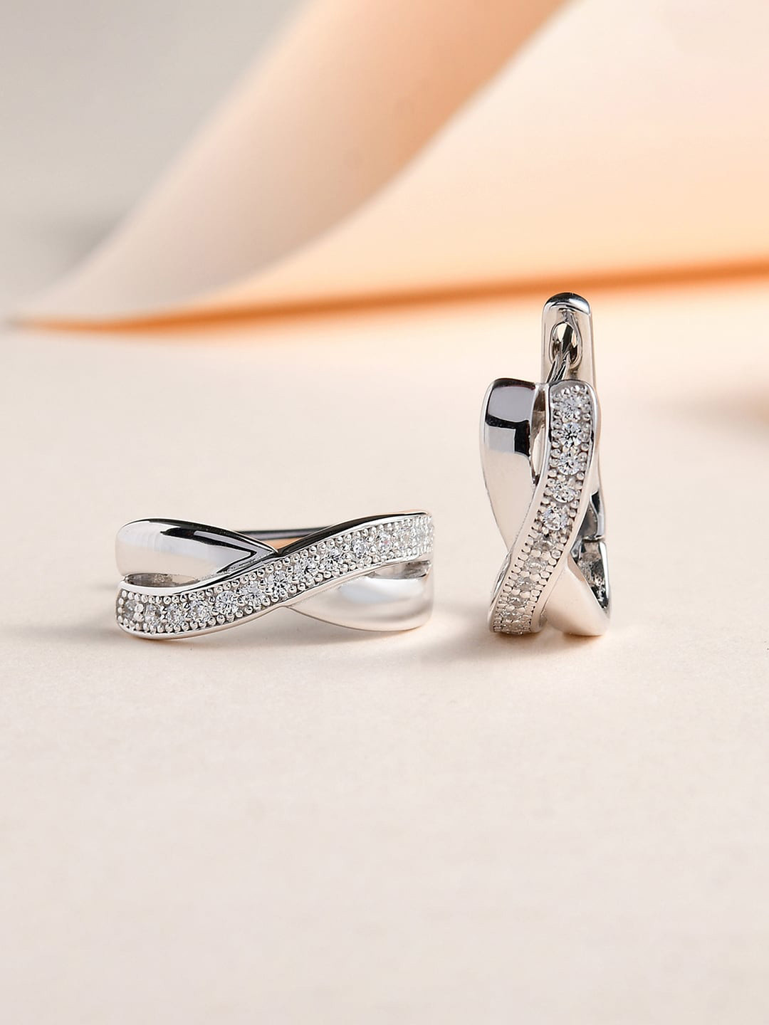 Ornate Jewels 925 Sterling Silver American Diamond Hoop Earrings