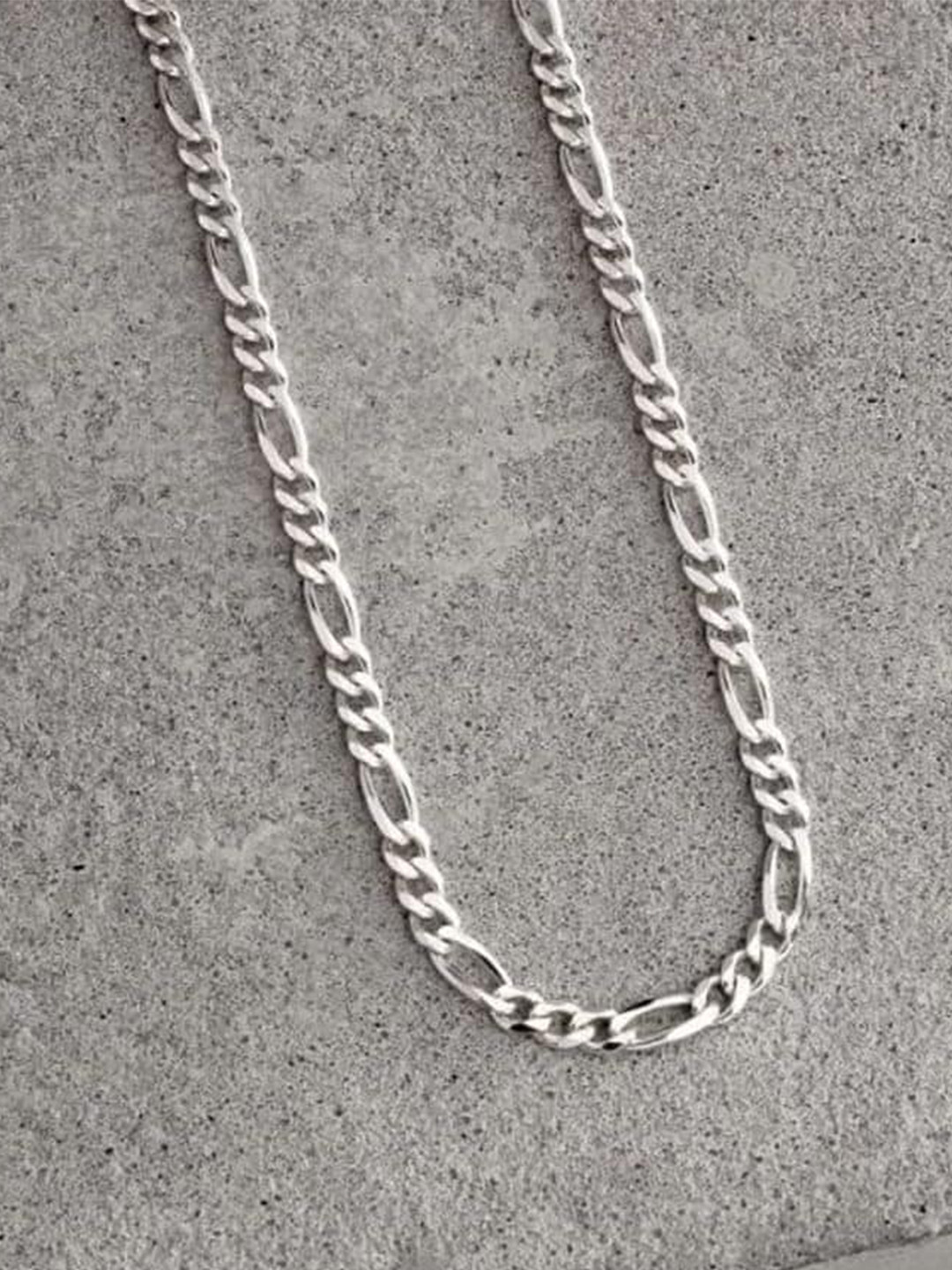 LeCalla Men Sterling Silver Plated Figaro Link Chain