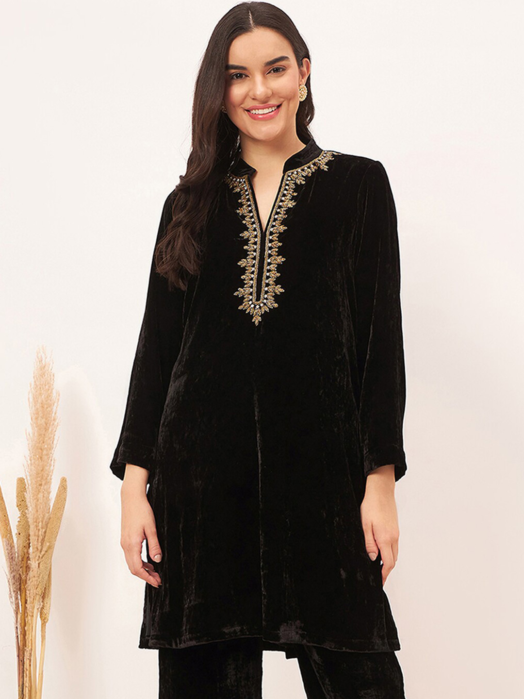 First Resort by Ramola Bachchan Embroidered Flared Angrakha A-Line Kurta