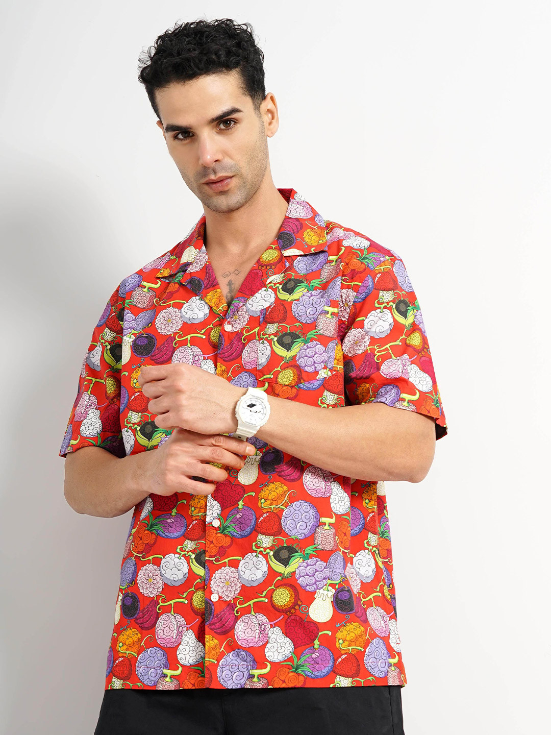 Celio Classic Fit One Piece Print Cuban Collar Cotton Casual Shirt