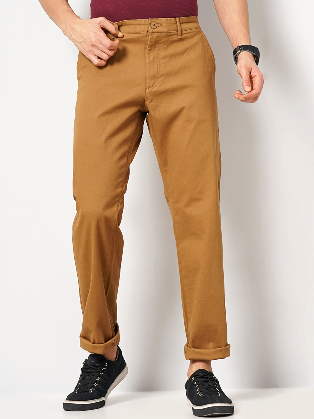 Celio Men Straight Fit Cotton Chinos Trousers
