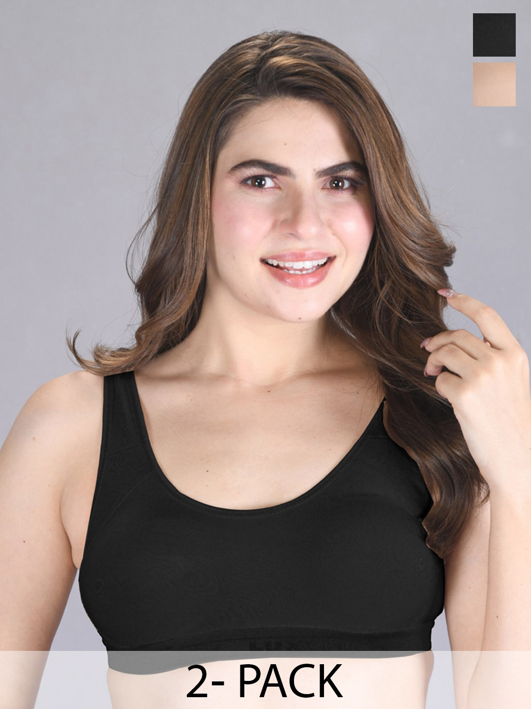 LUX VENUS Pack Of 2 Full Coverage Cotton Workout Bras With All Day Comfort