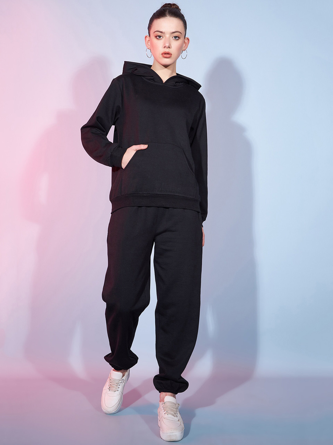 DressBerry Black Hooded Sweatshirt & Joggers