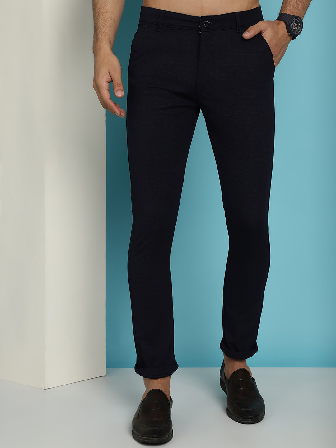 Indian Needle Men Relaxed Tapered Fit Cotton Easy Wash Trouser