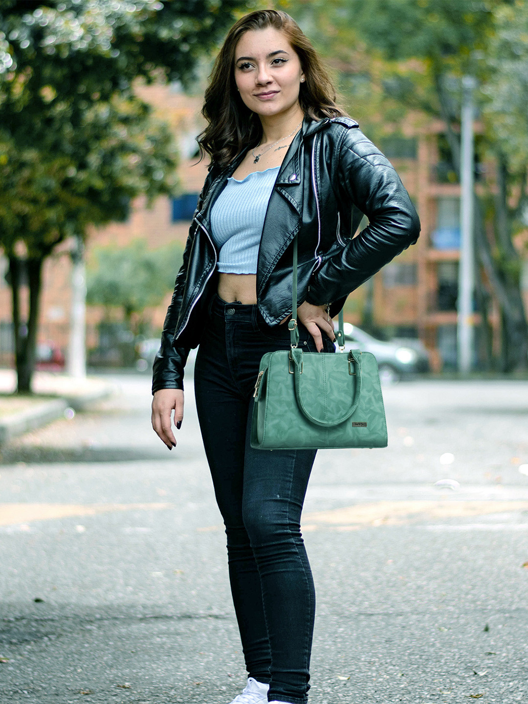 WOMEN MARKS Abstract Printed Structured Handheld Bag