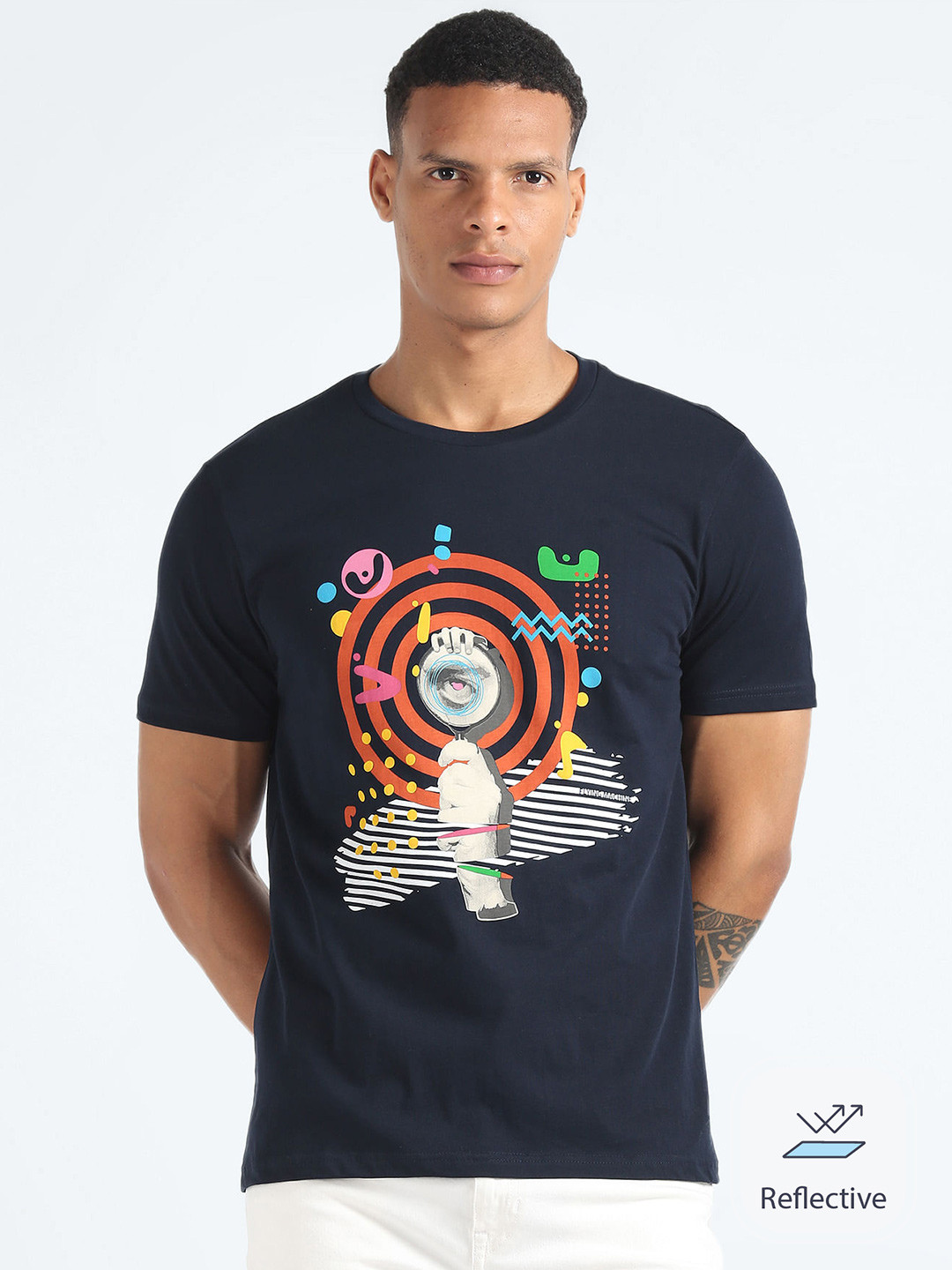 Flying Machine Printed Glow In The Dark Pure Cotton T-shirt