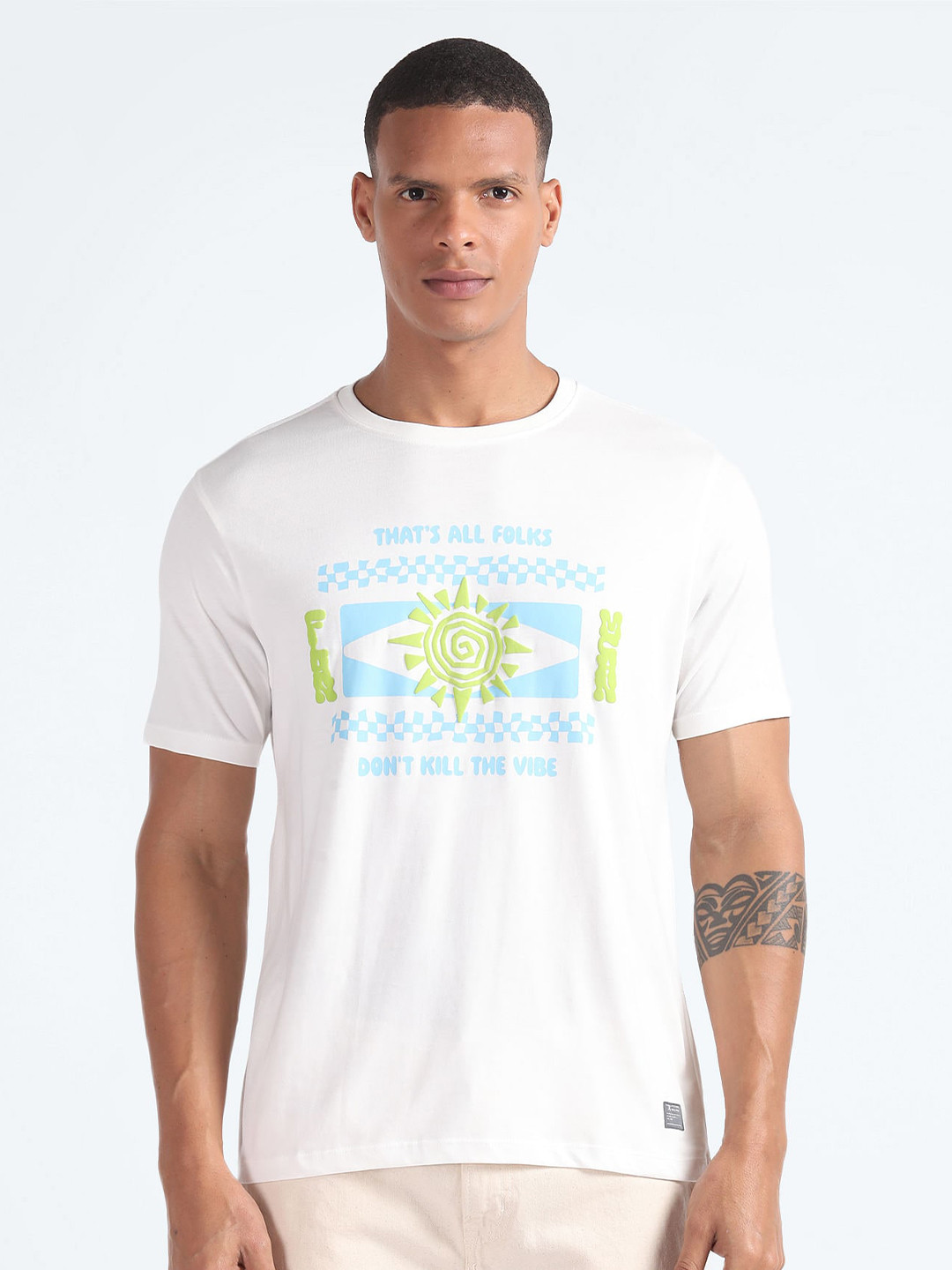 Flying Machine Typography Printed Cotton T-shirt