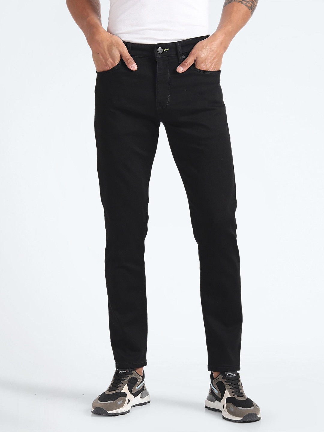 Flying Machine Men Slim Tapered Fit Clean Look Stretchable Jeans