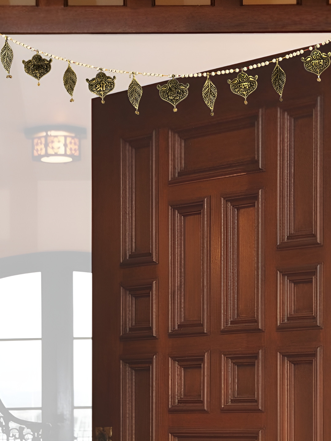 HANDICRAFTS PARADISE Metal Bandanwar With Leaf & Kalash Motif Hanging Garlands