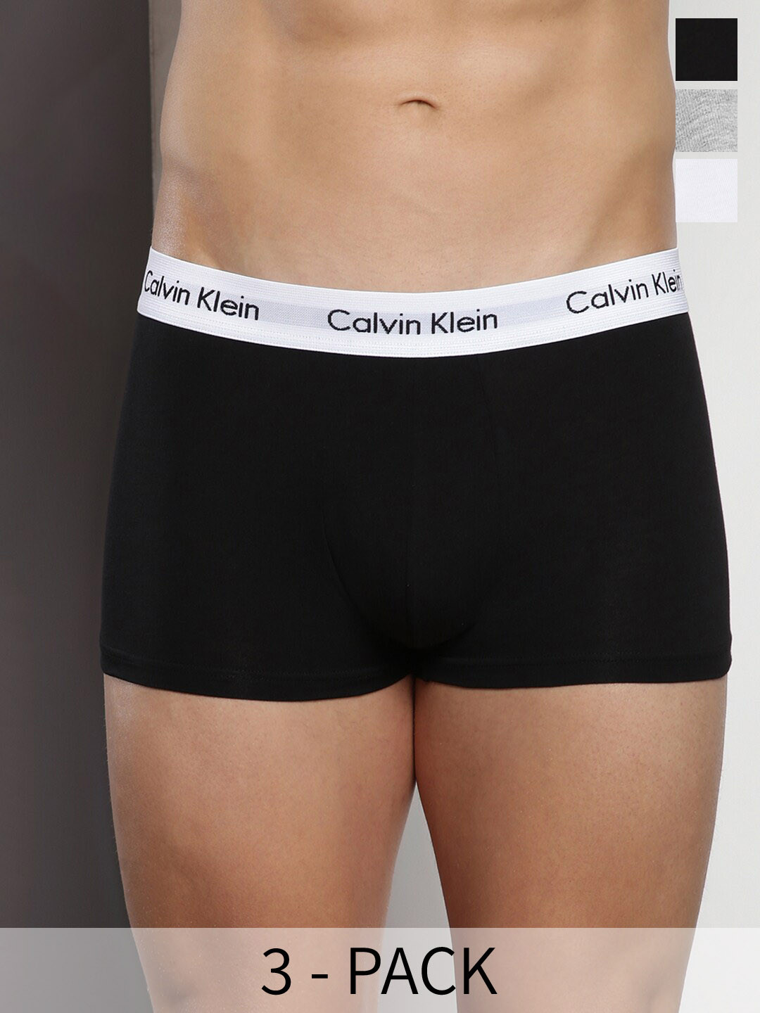 Calvin Klein Underwear Pack Of 3 Solid Mid-Rise Short Trunks P4-U2664998