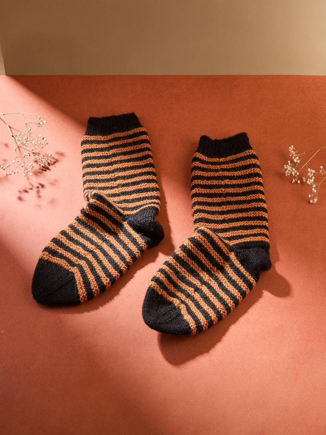 Fabindia Women Striped Acrylic Calf-Length Socks