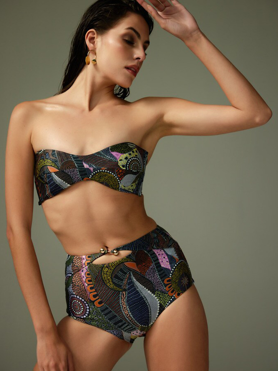 Tizzi Abstract Printed Strapless Bikini Set