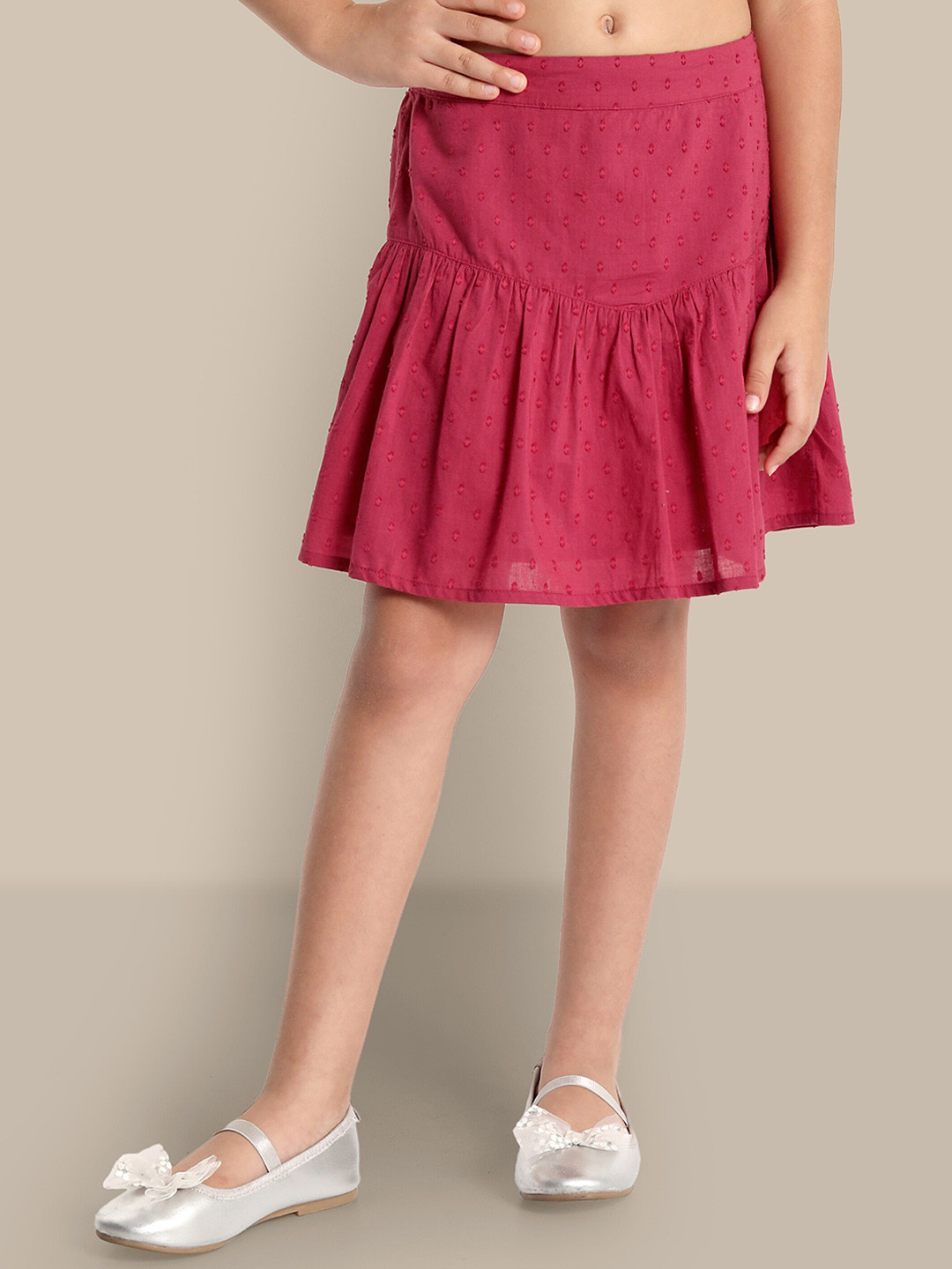 The Tribe Kids Girls Pleated Pure Cotton Flared Skirt