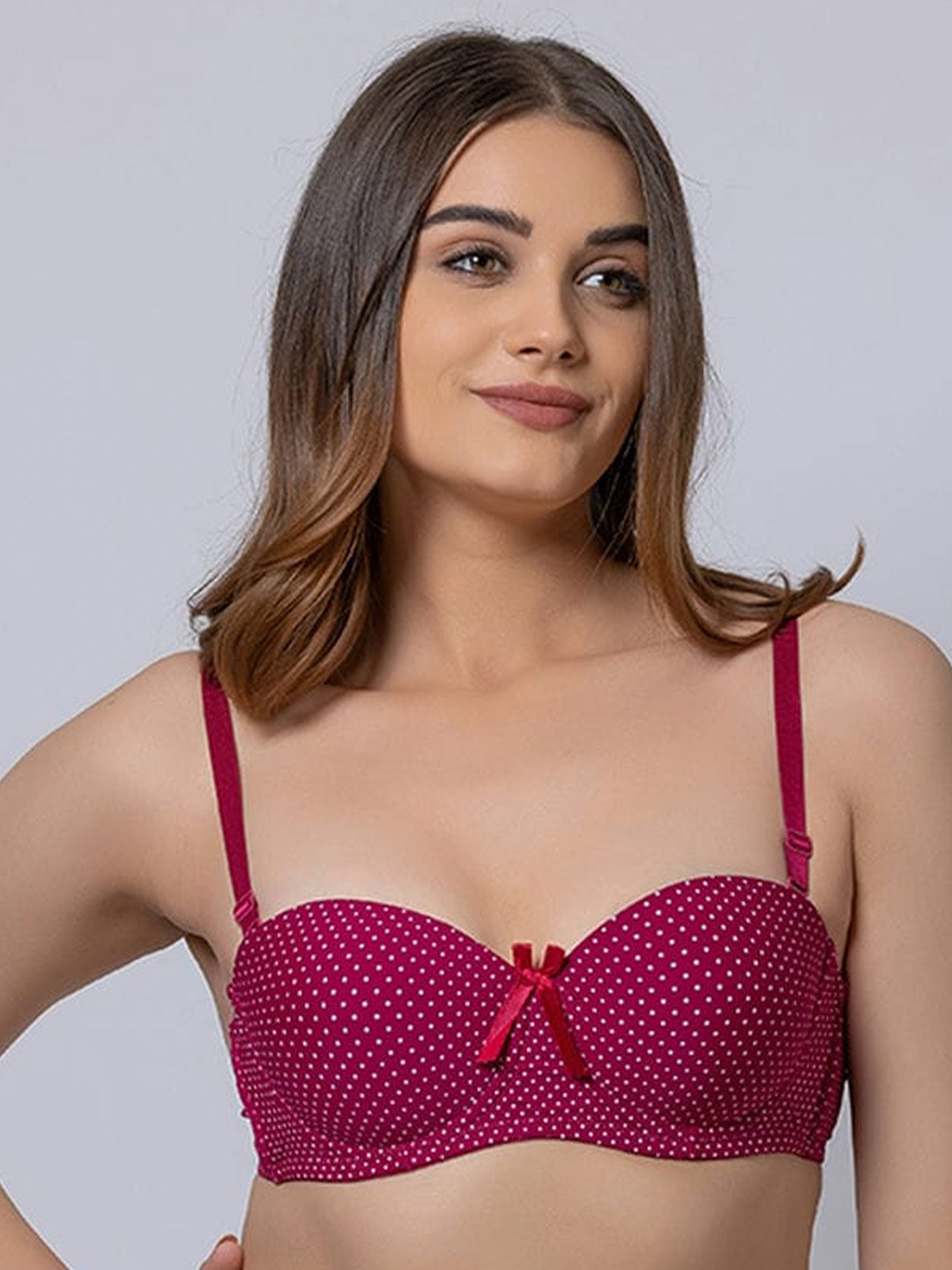BOLD & BAE Polka Dots Printed Lightly Padded Balconette Bra With All Day Comfort