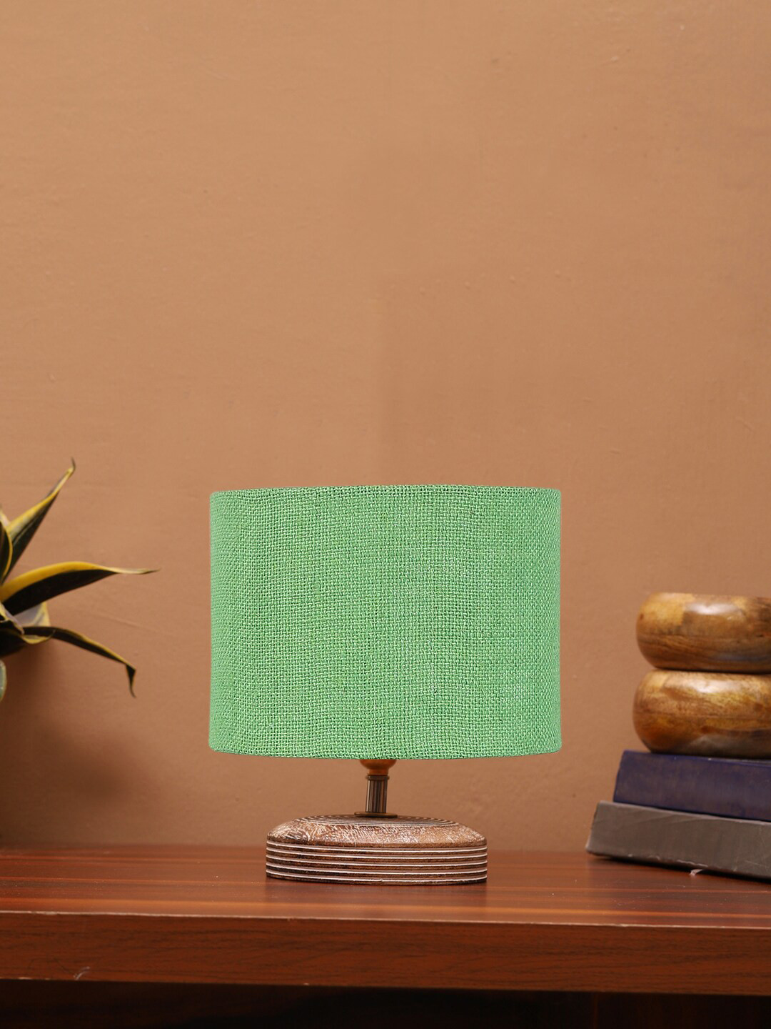 Devansh Green Wooden Table Lamps