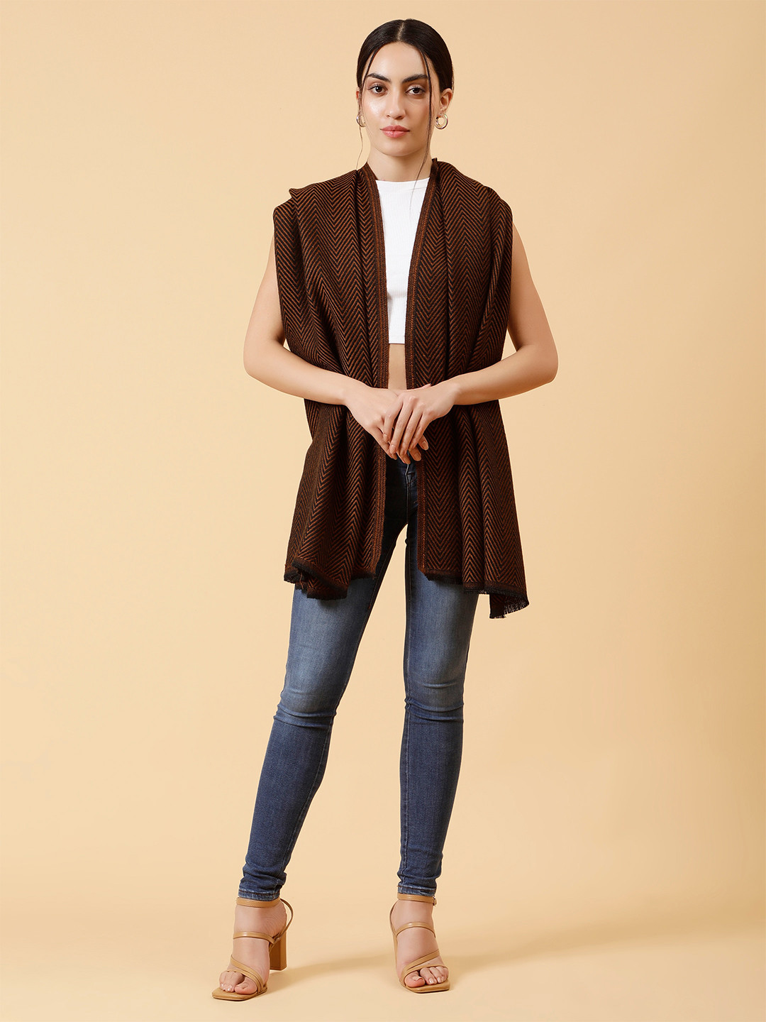 Moda Chales Chevron Printed Pure Woollen Shawl