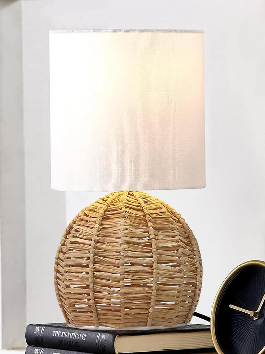 Homesake Beige & White Cylindrical Shaped Contemporary Table Lamp