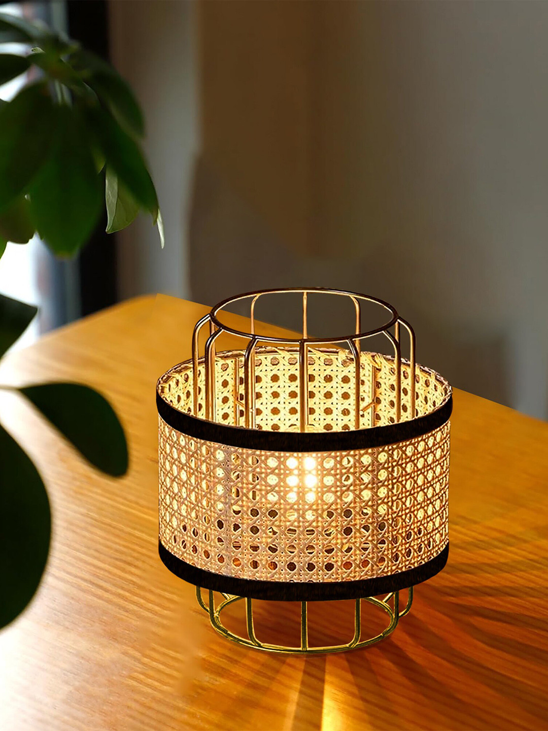 Homesake Black & Beige Cylindrical Shaped Industrial Table Lamp