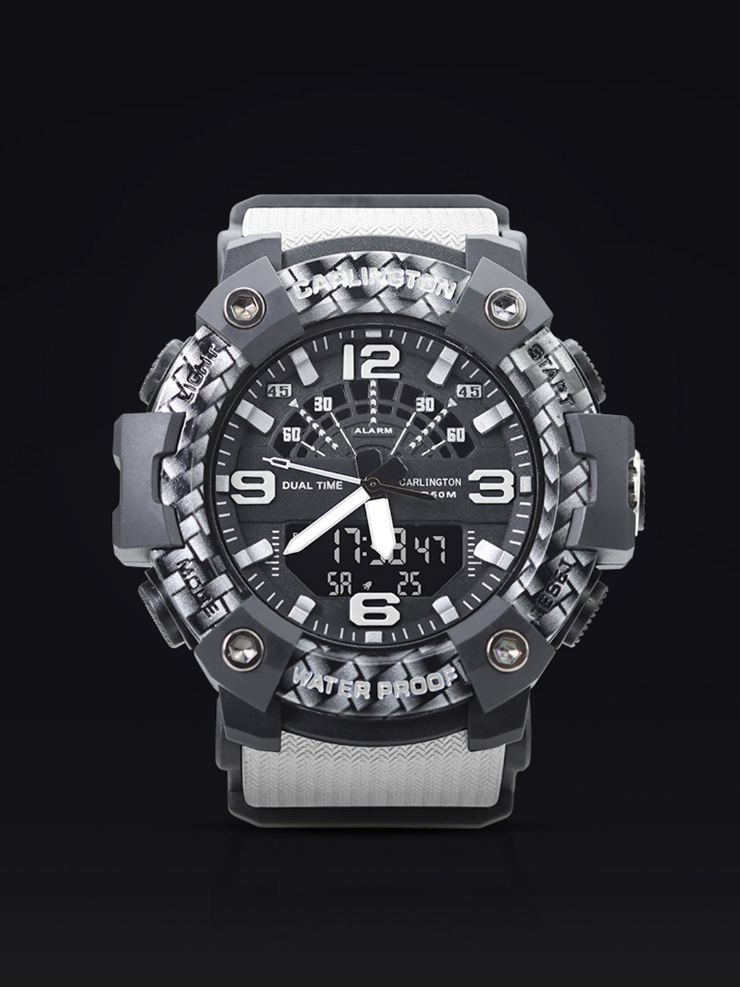 CARLINGTON Men Endurance Bracelet Style Straps Analogue Multi Function Watch 9103 White