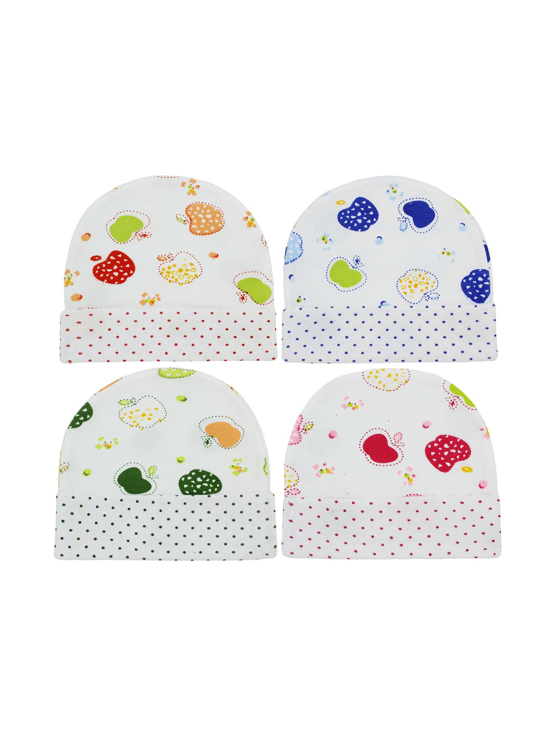 BAESD Kids Set of 4 Self Design Cotton Beanie Caps