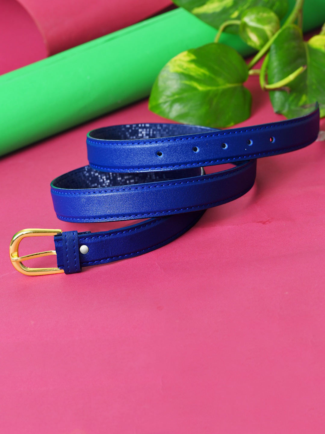 DressBerry Women Blue PU Slim Belt