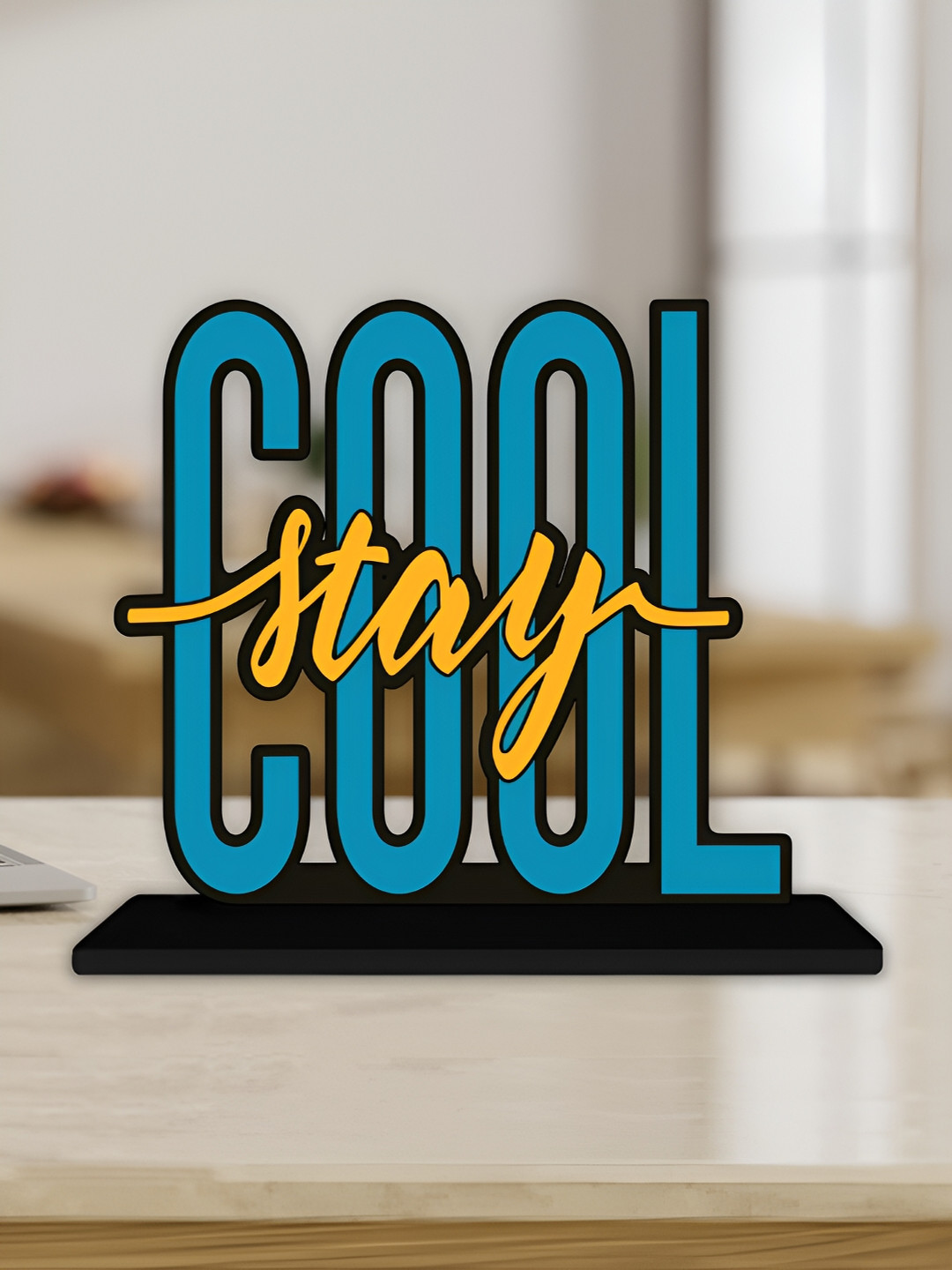 ArtVibes Stay Cool Blue Wood Natural Living Room Small Showpiece - 5 Inches