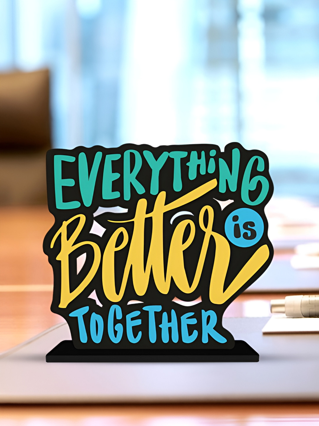 ArtVibes Everything is Better Black Wood Natural Living Room Small Showpiece - 5 Inches