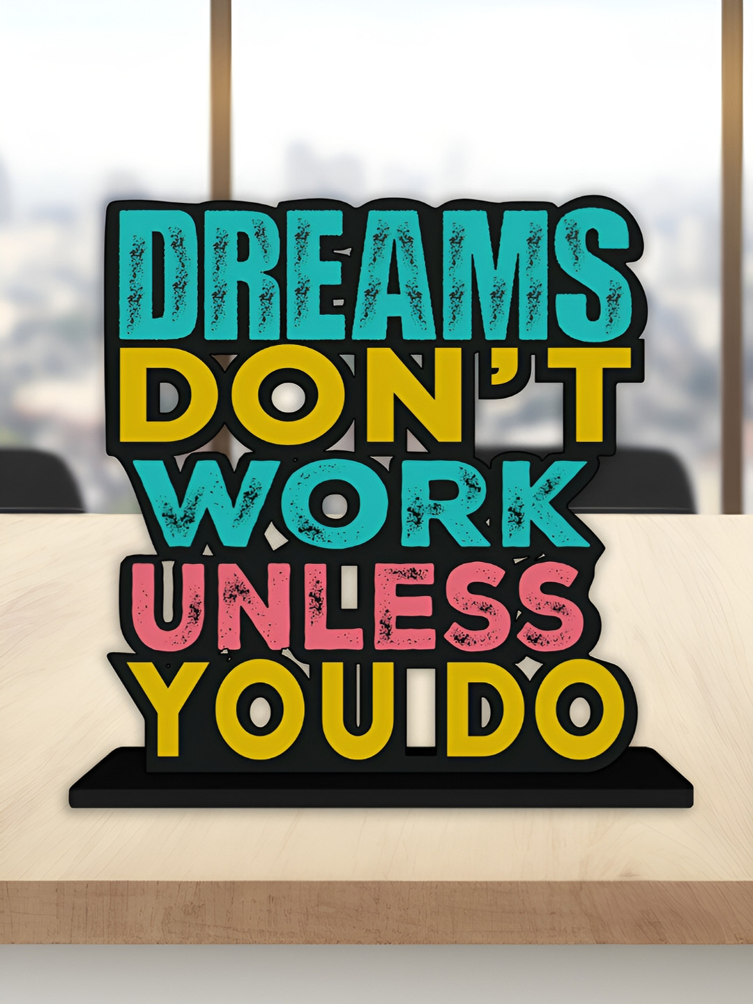 ArtVibes Dream Don't Work Green Wood Natural Living Room Small Showpiece - 5.6 Inches