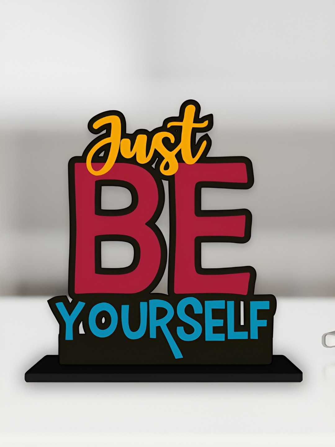 ArtVibes Just Be Yourself Yellow Wood Natural Living Room Small Showpiece - 6 Inches