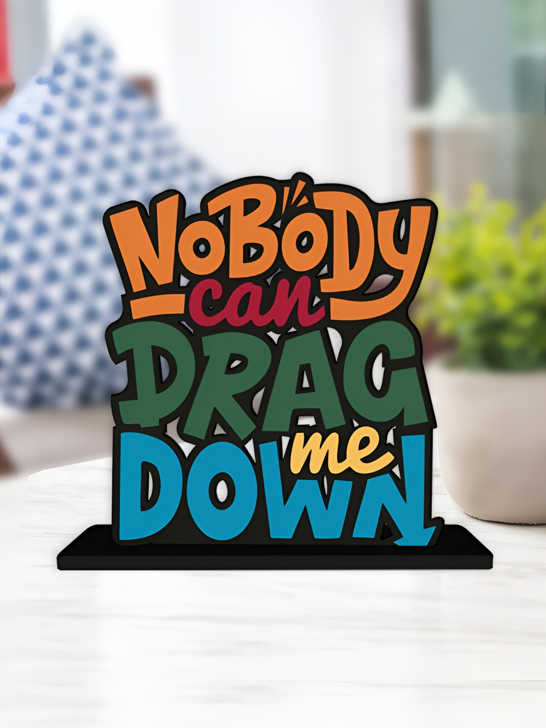 ArtVibes No Body Can Drag Orange Wood Natural Living Room Small Showpiece - 5 Inches