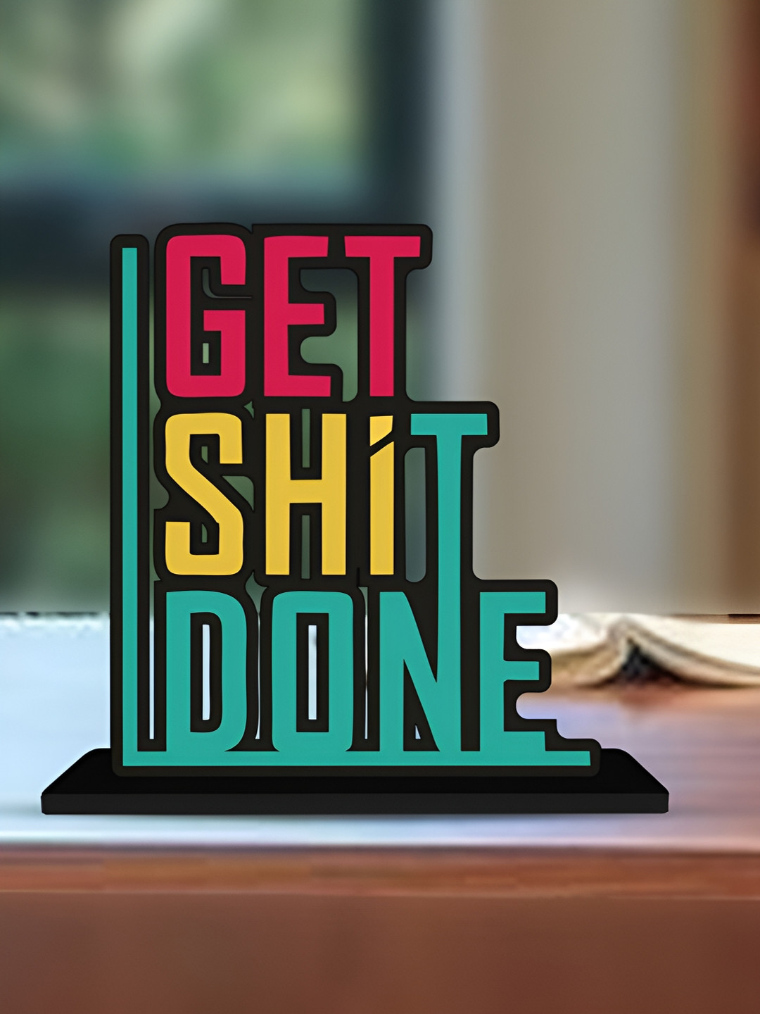 ArtVibes Get Done Red Wood Natural Living Room Small Showpiece - 5.5 Inches