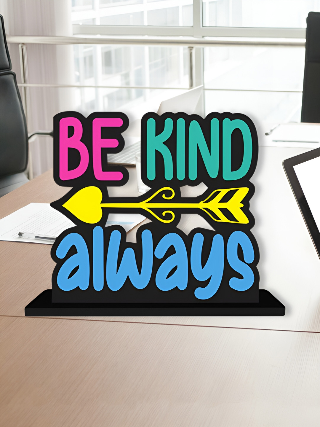 ArtVibes Be Kind Always inspirational Quotes Pink Wood Natural Living Room Small Showpiece - 5 Inches