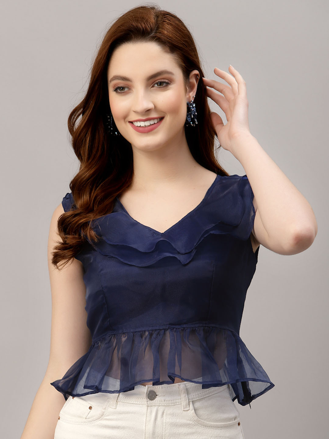 NEUDIS Organza Blouson Crop Top
