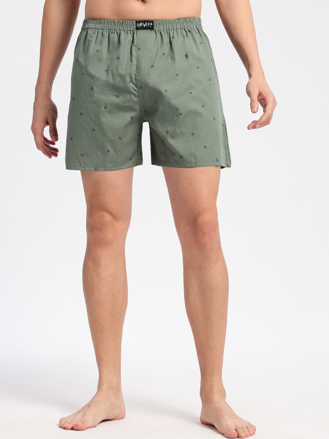 SHOWOFF Geometric Printed Pure Cotton Boxers AM-141-11_Green