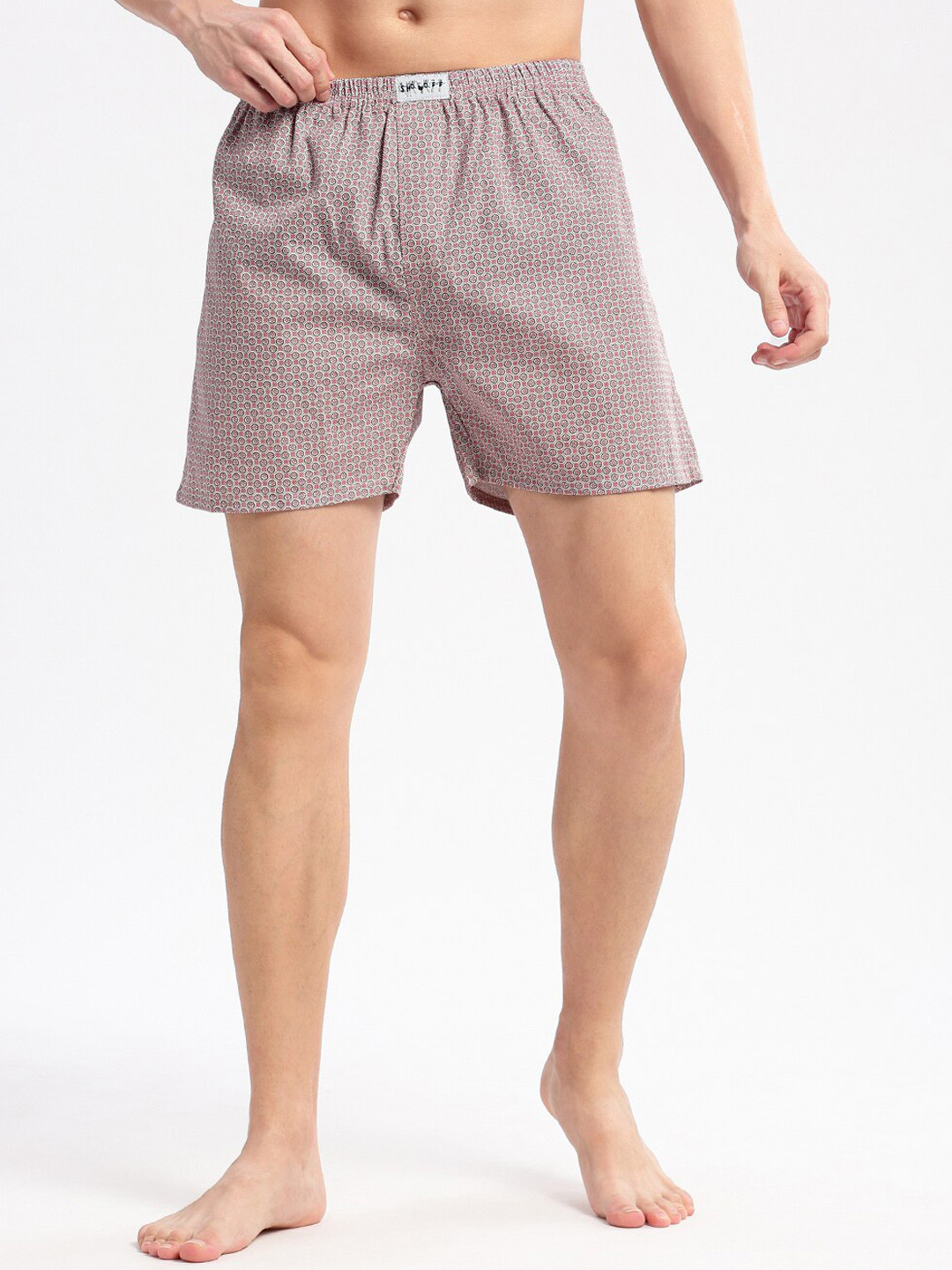 SHOWOFF Geometric Printed Cotton Boxers AM-141-6_Red