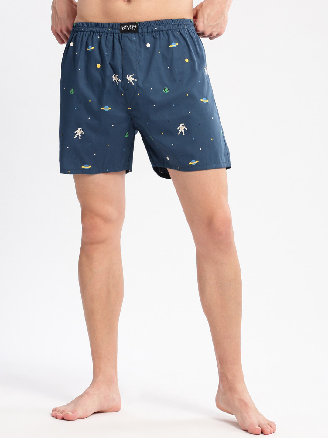 SHOWOFF Space Printed Pure Cotton Boxers AM-141-1_Teal
